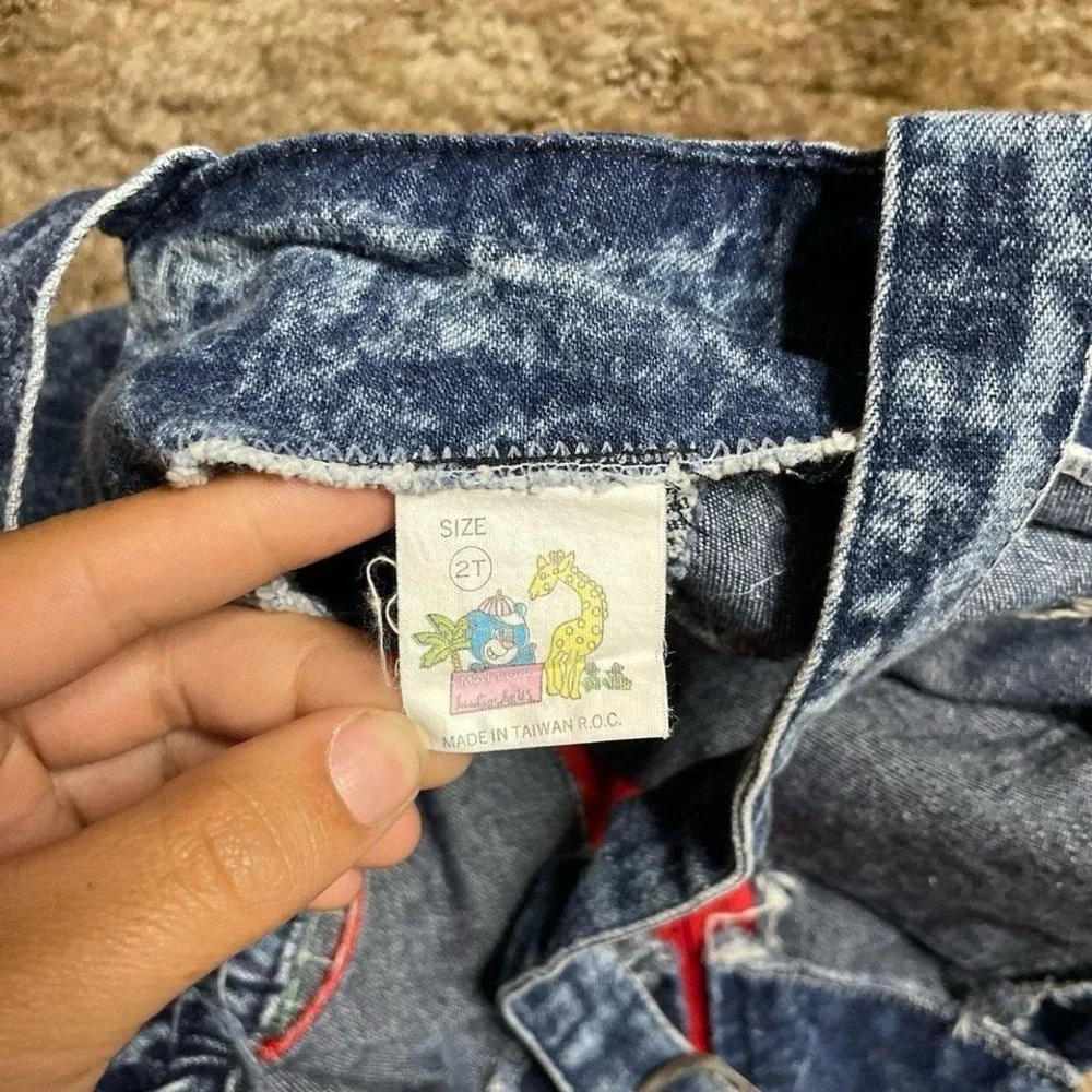 Vintage Kids Size 2T Blue Colorful Overalls Made in Taiwan‎
